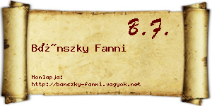 Bánszky Fanni névjegykártya